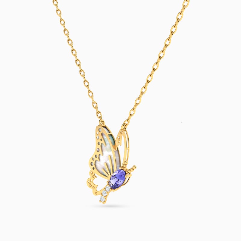 Instyle by L'azurde Butterfly Blue Stone Necklace in 18K Gold - Image 2